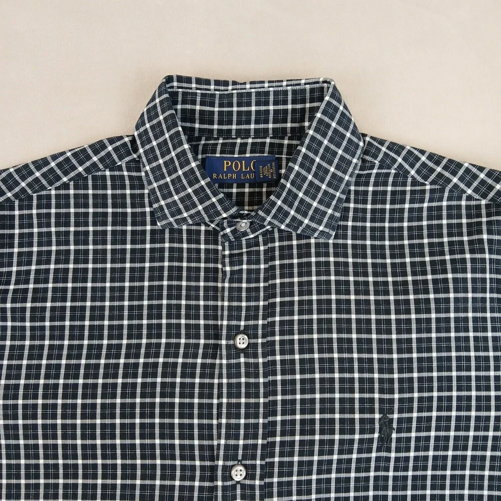 Polo Ralph‎ Lauren Small Mens Shirt Oxford Spread Collar Plaid 20x27